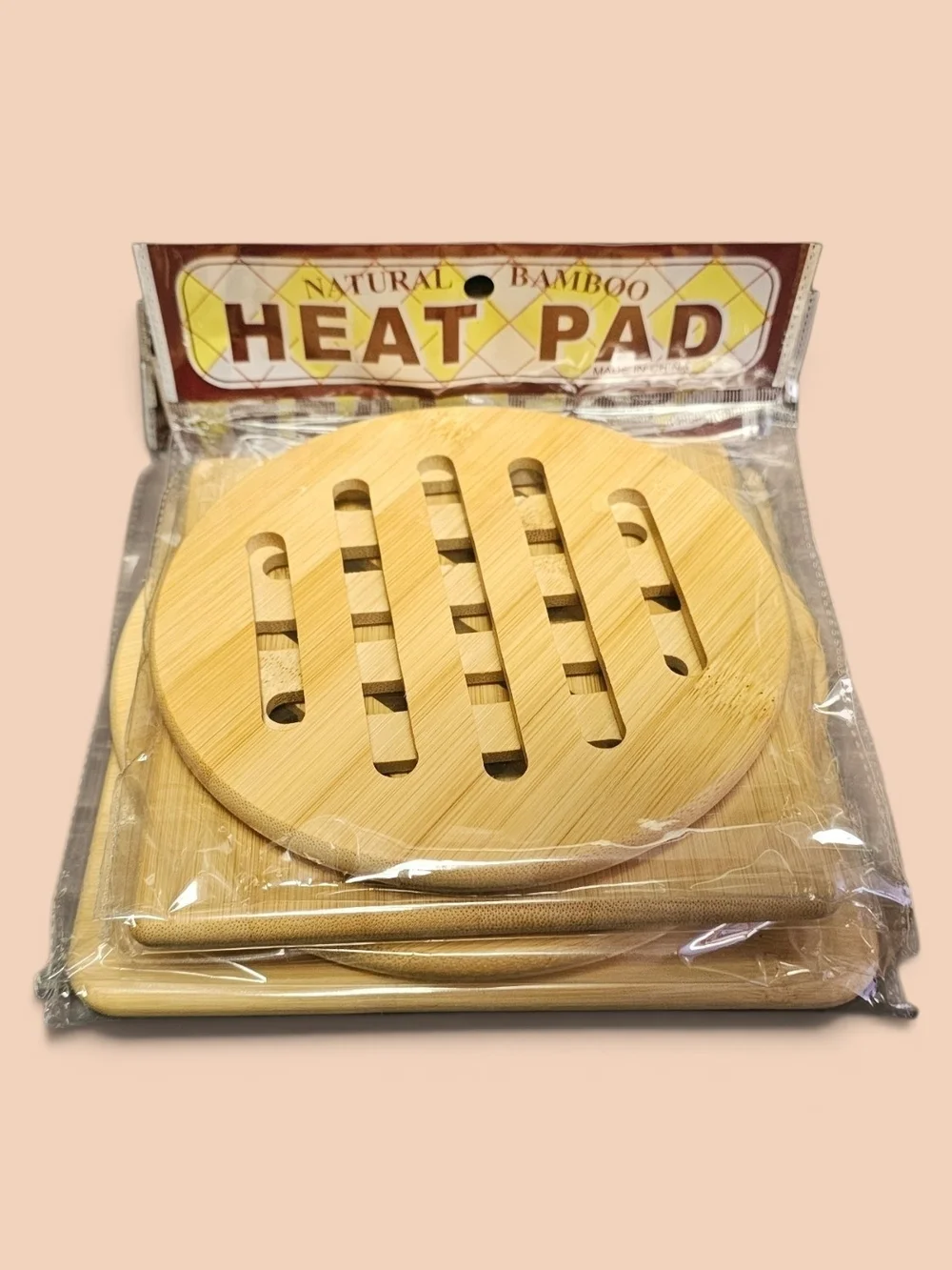 ALFTO BAMBOO Natural Wood Heat Pad Trivet Set